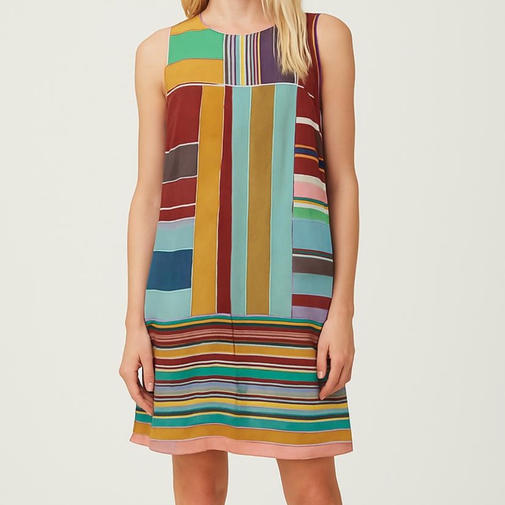 Loft multicolored stripe silk dress
